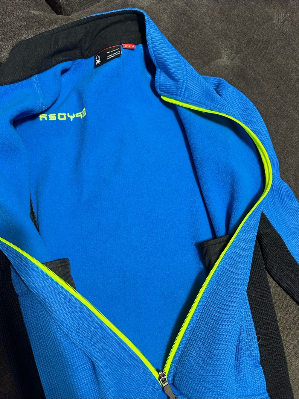 Spyder Boys Full-Zip Fleece Jacket – Blue/Black – Size M (10/12), Like New